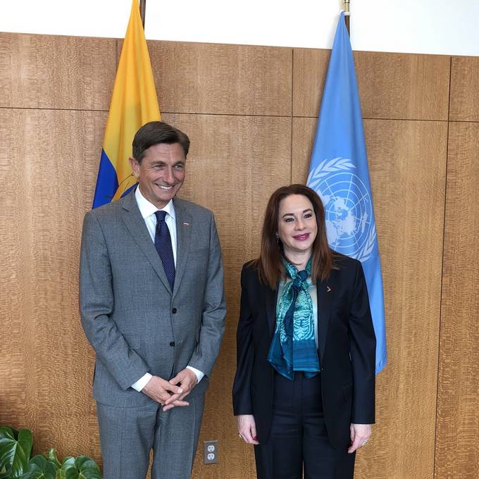 Predsednik Pahor se je sestal s predsednico Generalne skupščine OZN Marío Fernando Espinozo Garcés